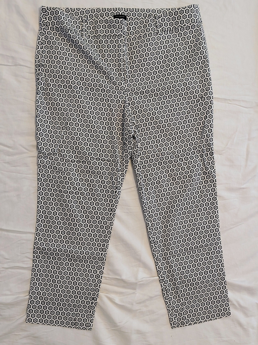 Ann Taylor Black and White Geometric Print Chinos